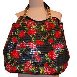 Betsey Johnson Sequin Rose floral Handbag